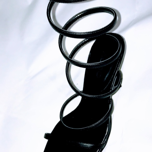 Aldo Black Sling  6" Anklet Wrap & 3.25" Heel Sz 5 - Picture 3 of 7